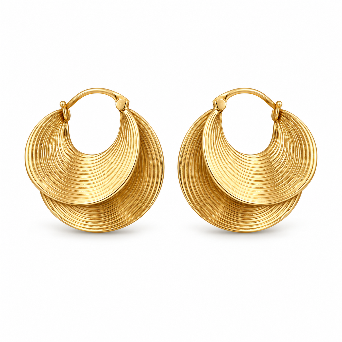 Gold-Tone Ridged Crescent Earrings
