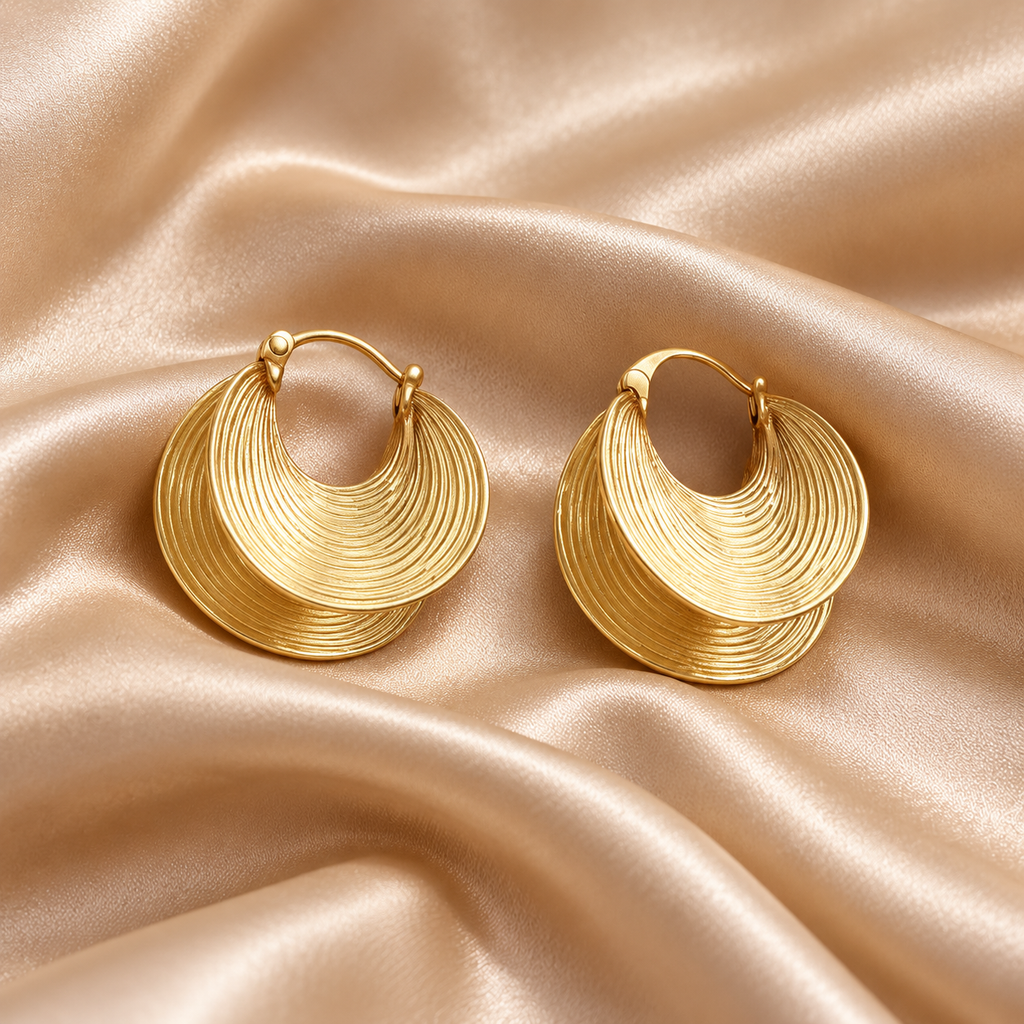 Gold-Tone Ridged Crescent Earrings