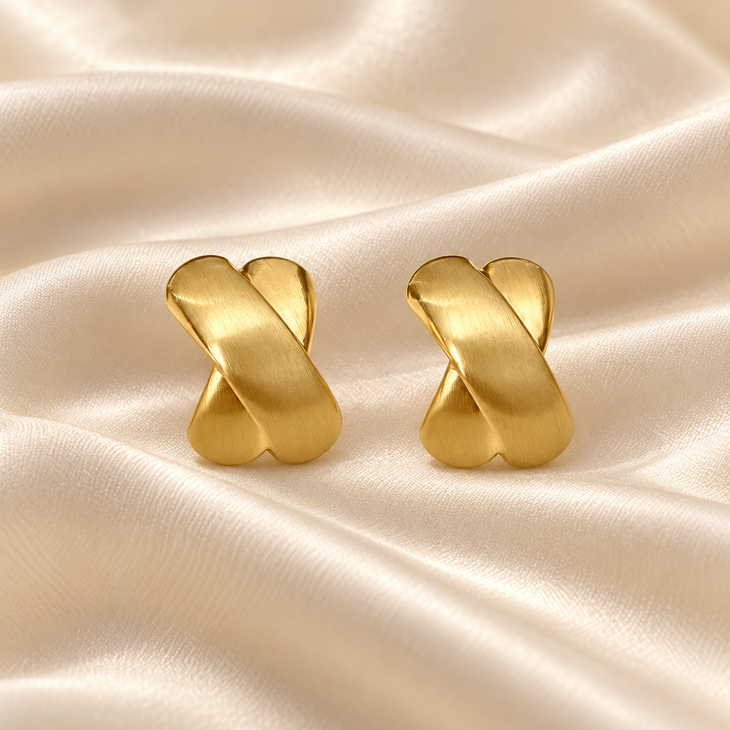 Brushed Gold X Stud Earrings