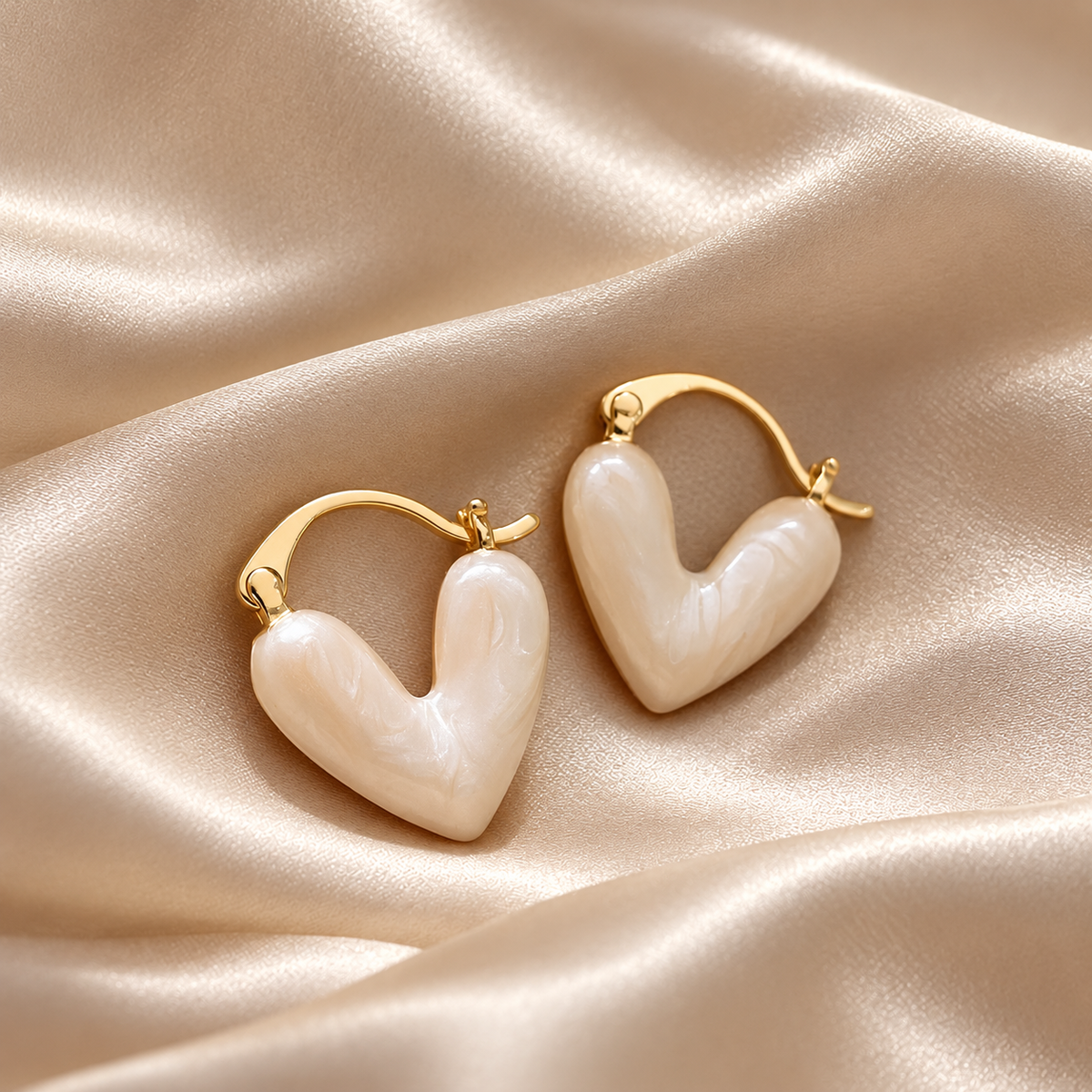 Pearl Heart Hoop Earrings