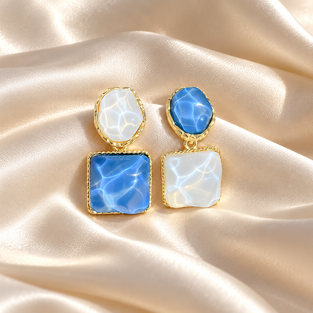 Azure Tide Mismatched Drop Earrings