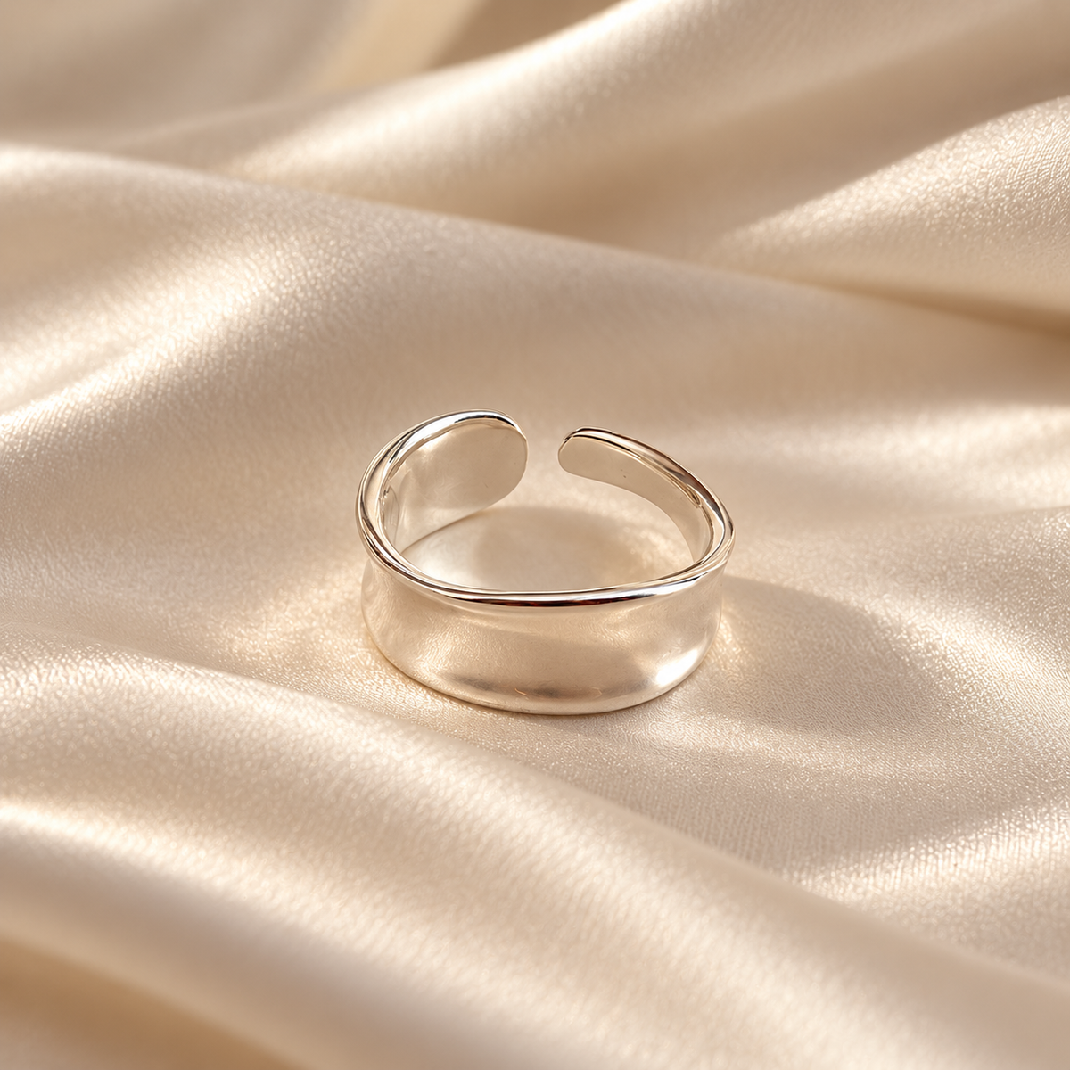 Silver-Tone Sculpted Wide Cuff Ring