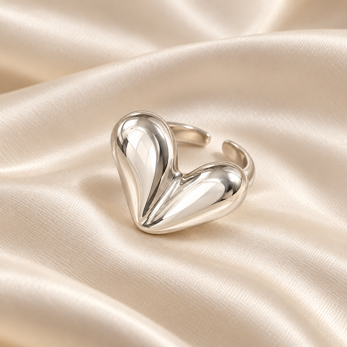 Silver-Tone Sculpted Heart Ring