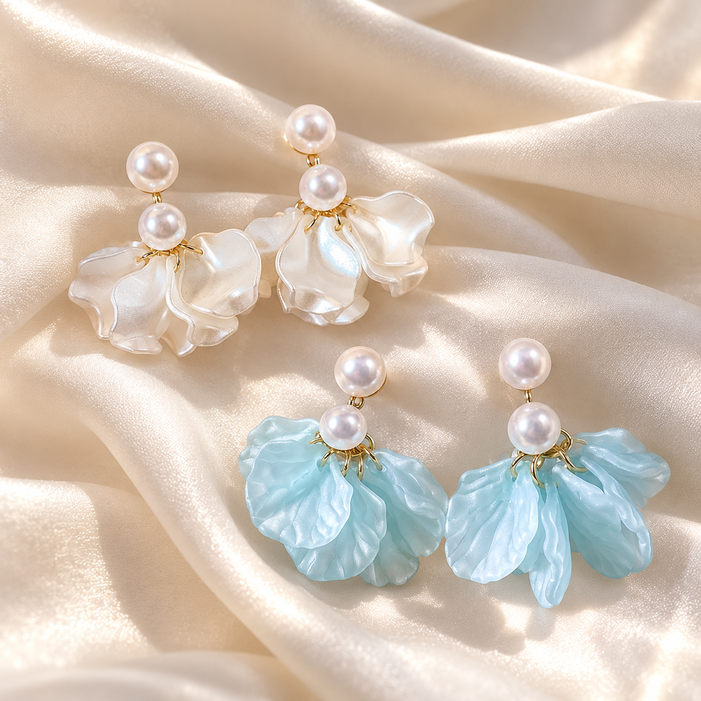 Coastal Bloom Pearl Petal Earrings
