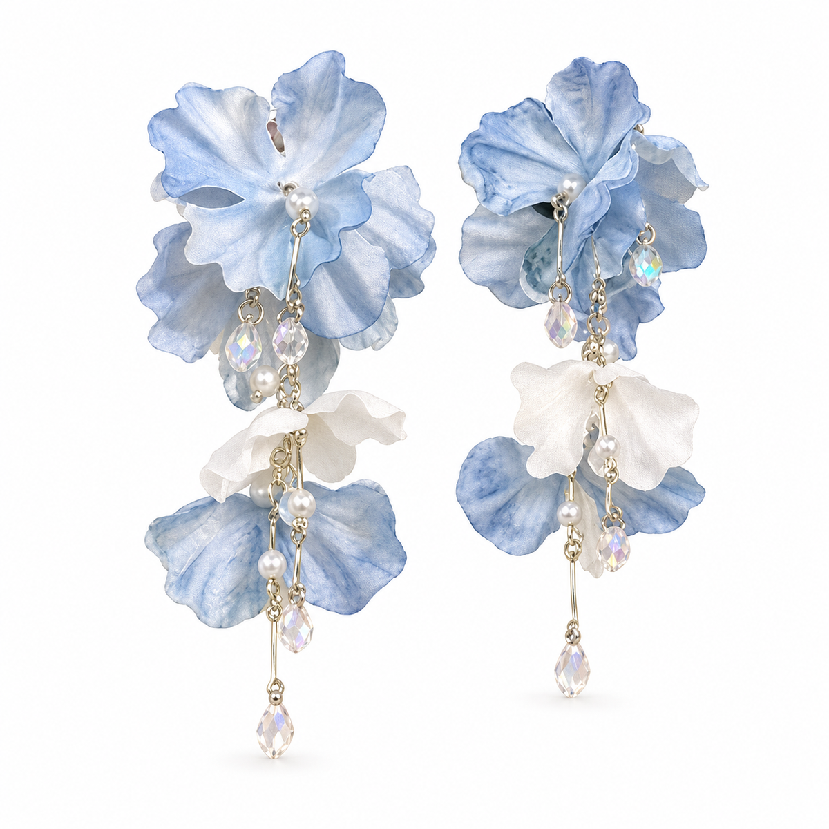 Azure Bloom Crystal Drop Earrings