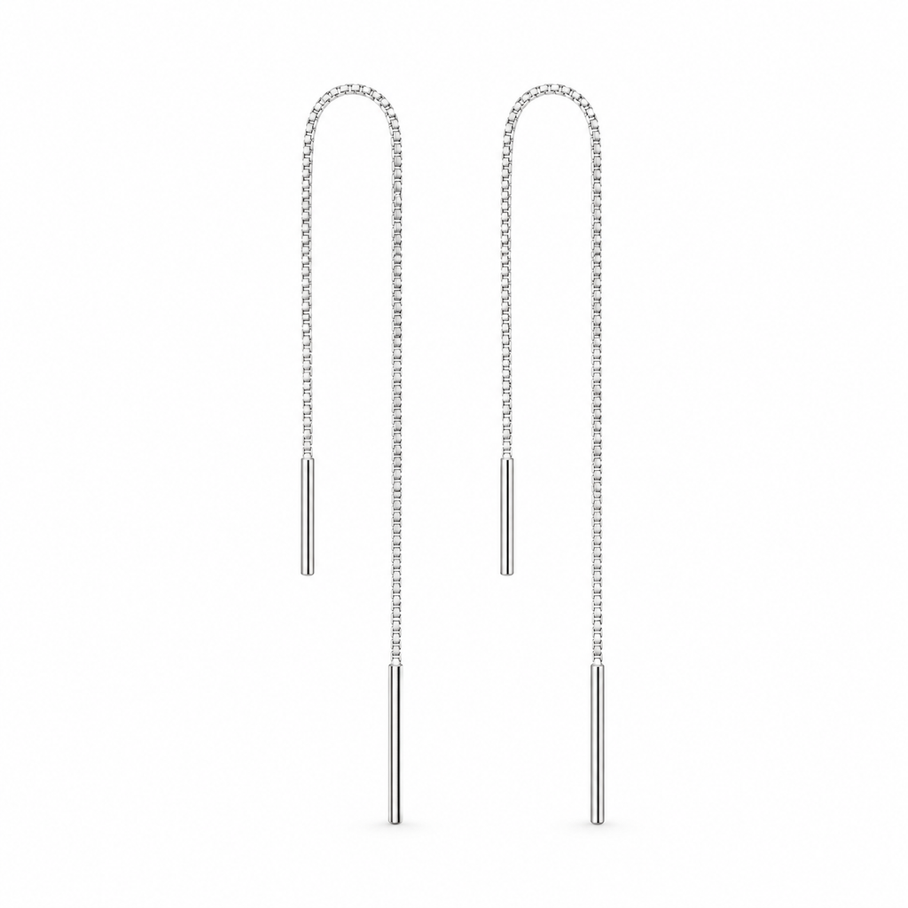 Minimal Silver Threader Drop Earrings