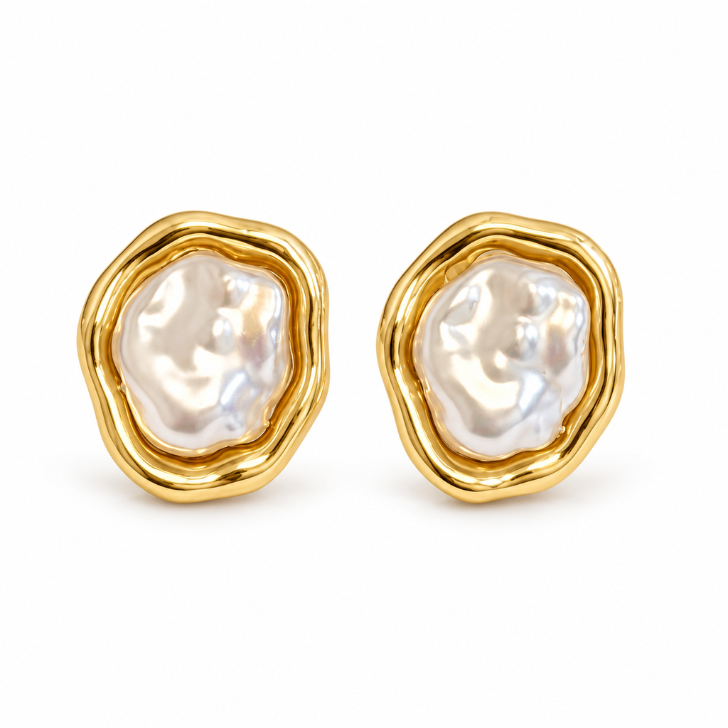 Organic Baroque Pearl Stud Earrings