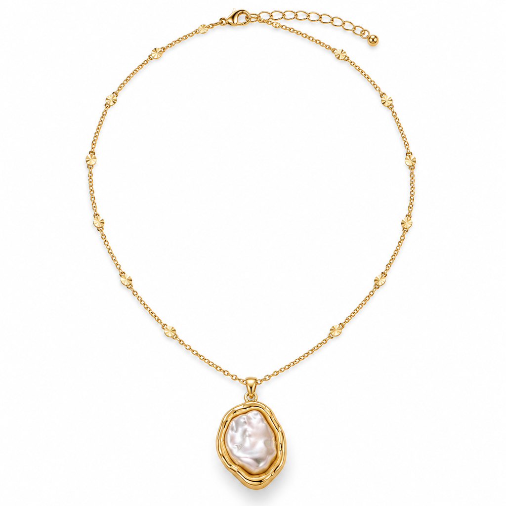 Organic Baroque Pearl Pendant Necklace