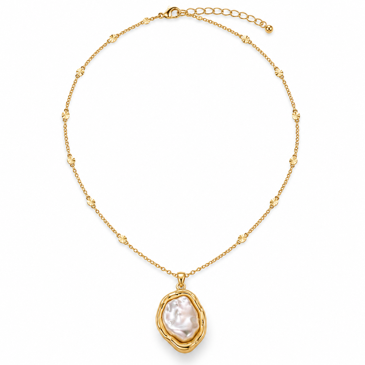 Organic Baroque Pearl Pendant Necklace