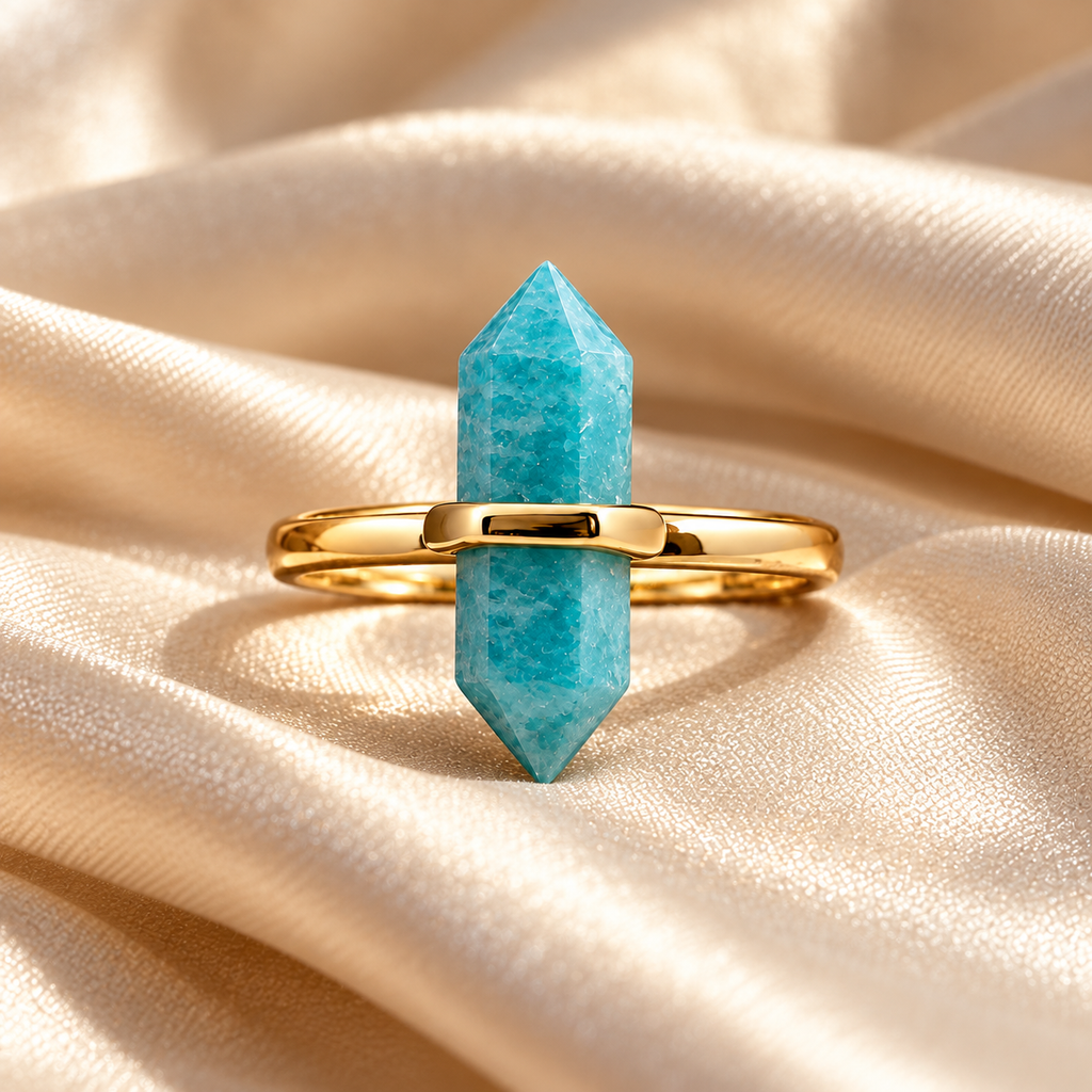 Amazonite Truth & Harmony Point Ring – Calm, Courage & Lucky Energy