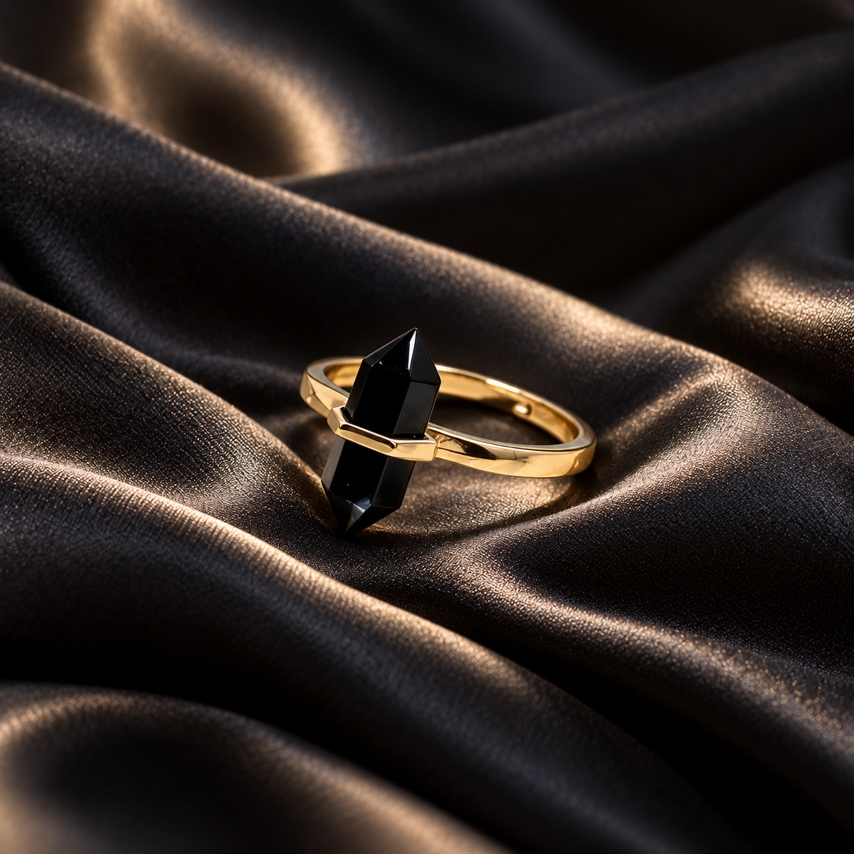 Black Obsidian Guardian Point Ring – Protection, Grounding & Strength
