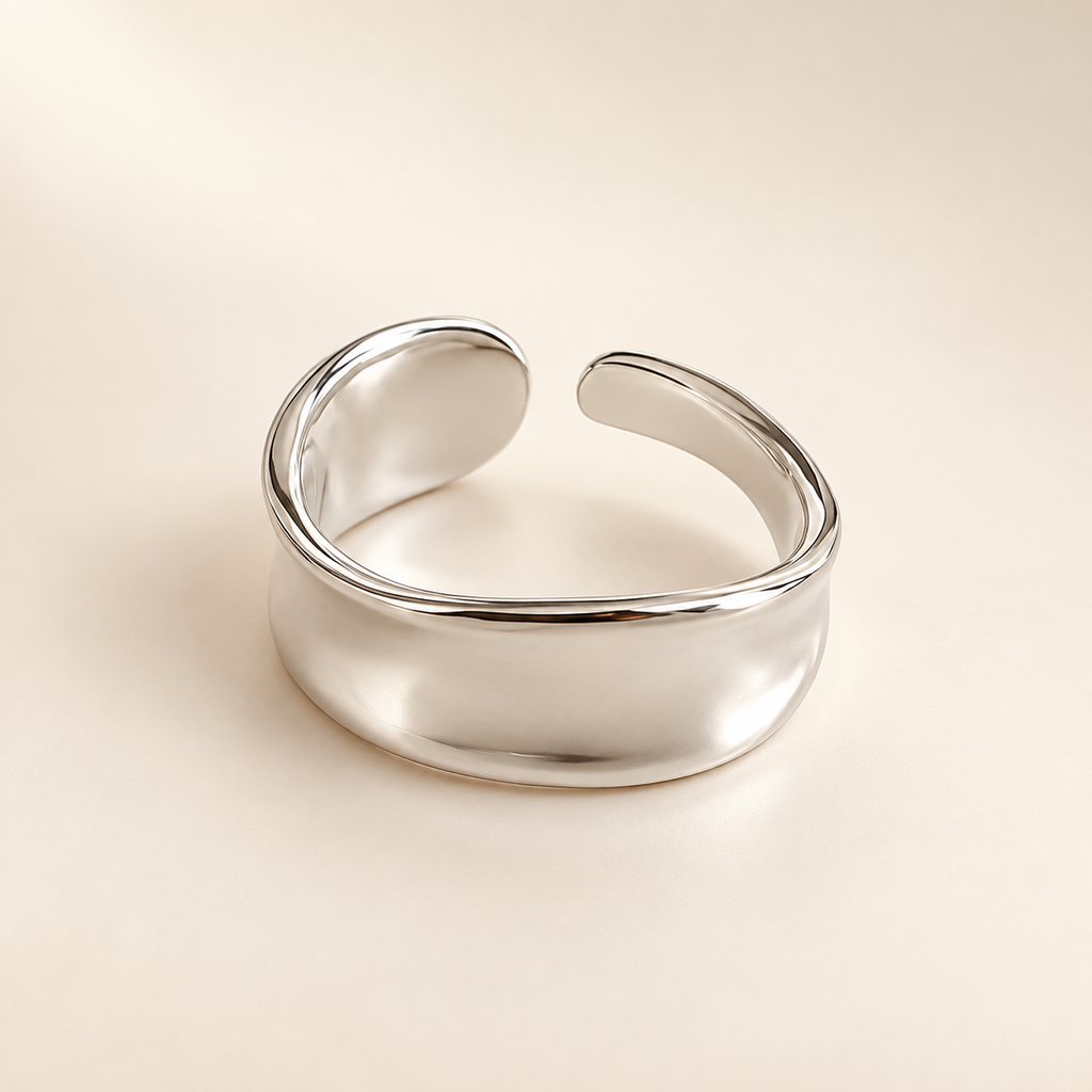 Silver-Tone Sculpted Wide Cuff Ring