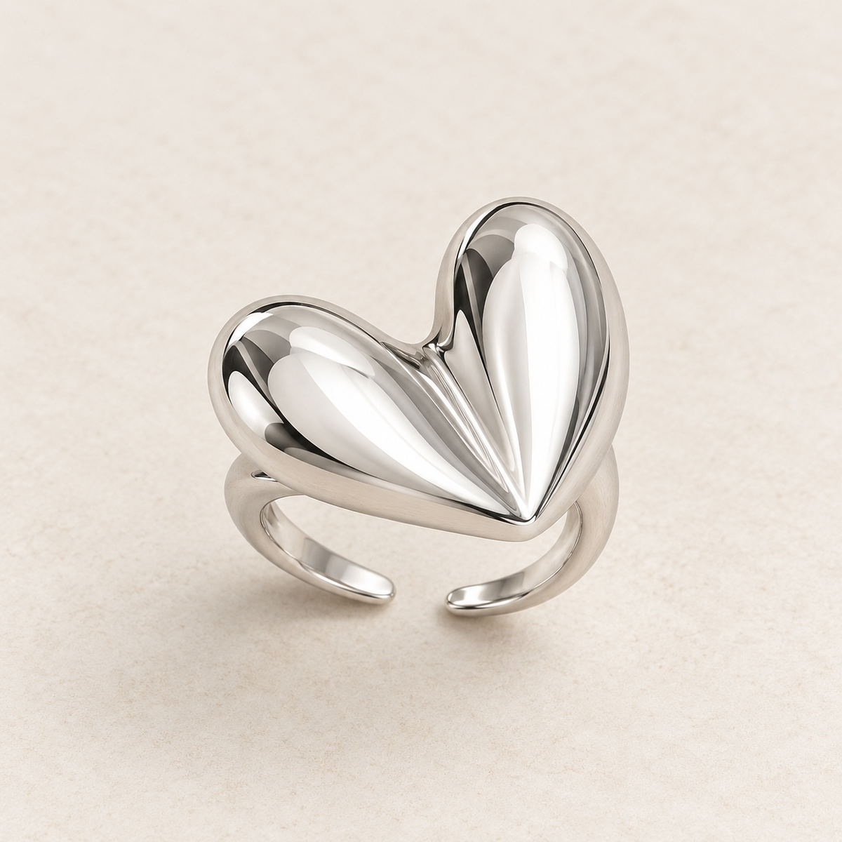 Silver-Tone Sculpted Heart Ring