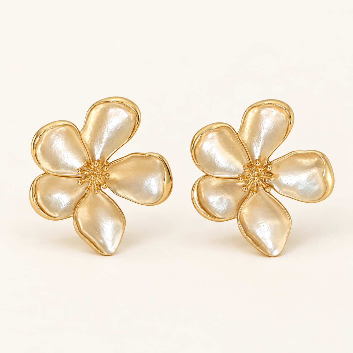 Pearlescent Five-Petal Flower Earrings