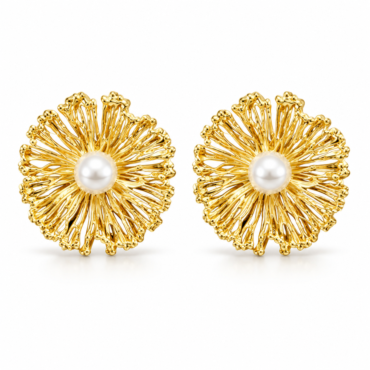Pearl Sunburst Flower Earrings