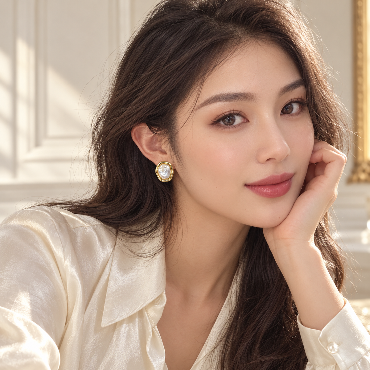Organic Baroque Pearl Stud Earrings