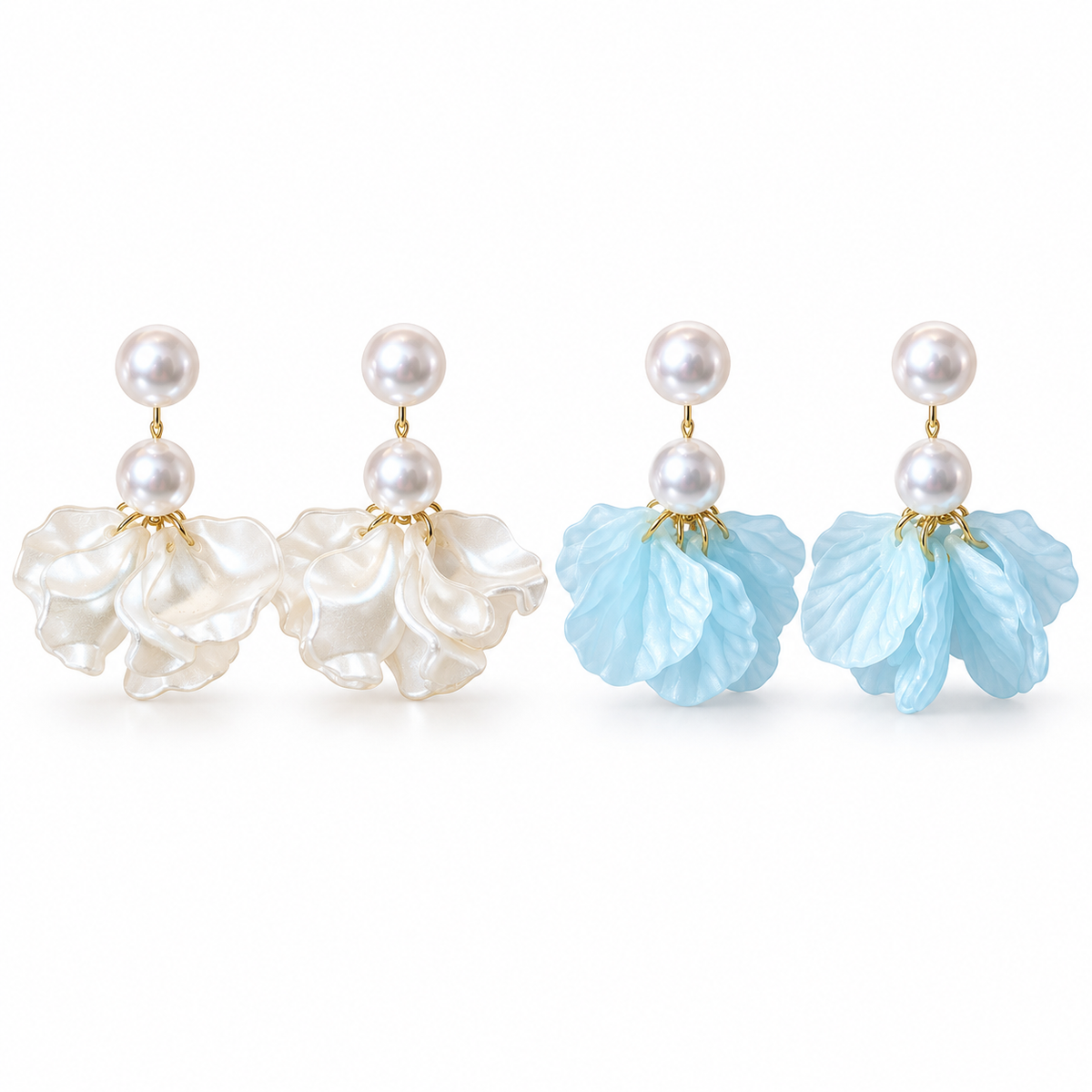 Coastal Bloom Pearl Petal Earrings
