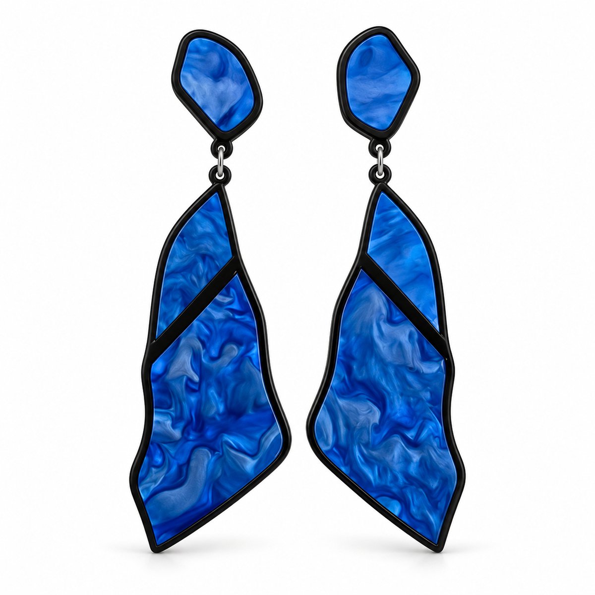 Cobalt Mosaic Geometric Drop Earrings