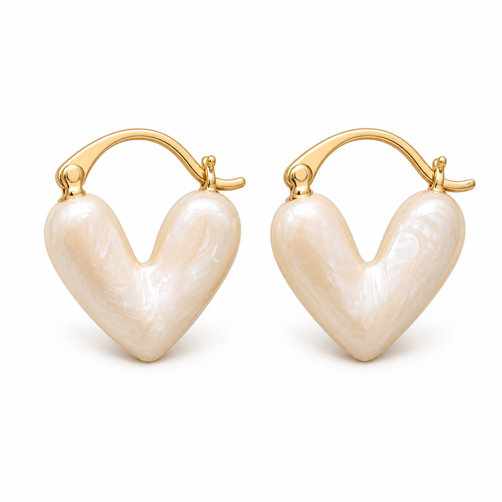 Pearl Heart Hoop Earrings