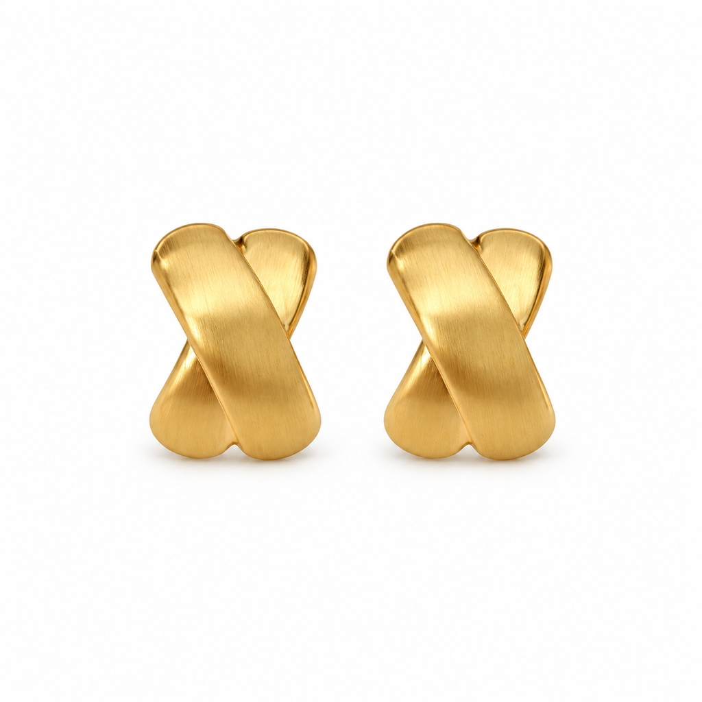 Brushed Gold X Stud Earrings