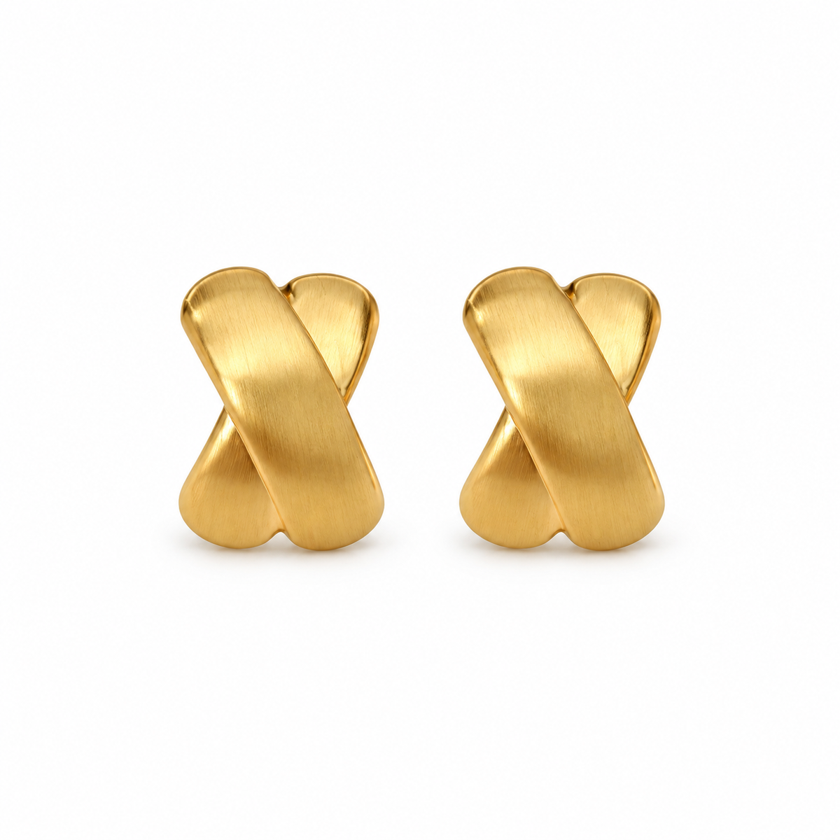Brushed Gold X Stud Earrings