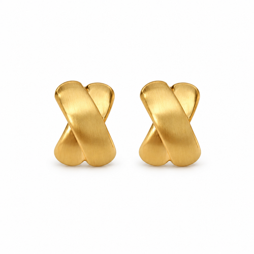 Brushed Gold X Stud Earrings