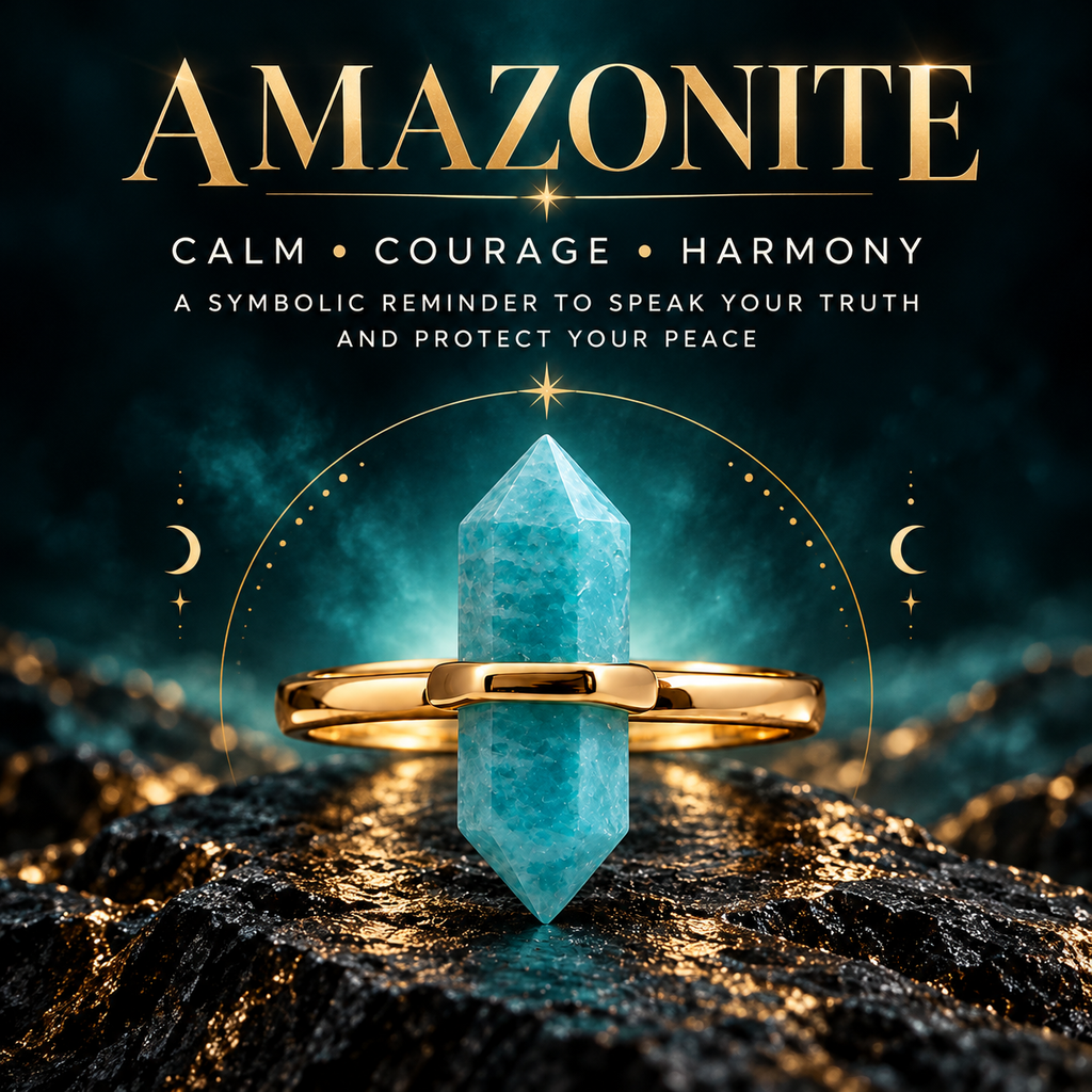 Amazonite Truth & Harmony Point Ring – Calm, Courage & Lucky Energy