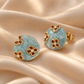 Blue Enamel Blossom Stud Earrings