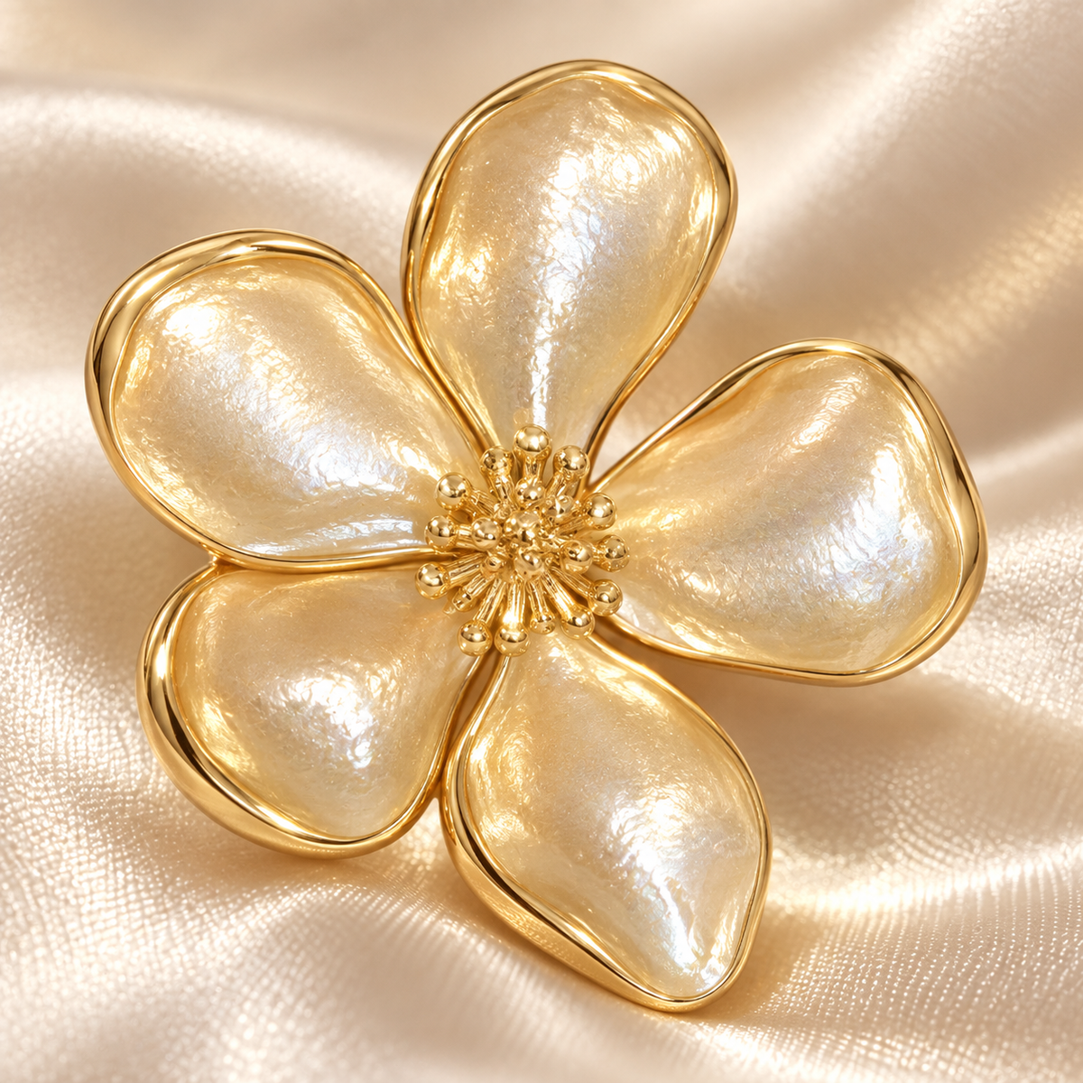 Pearlescent Five-Petal Flower Earrings