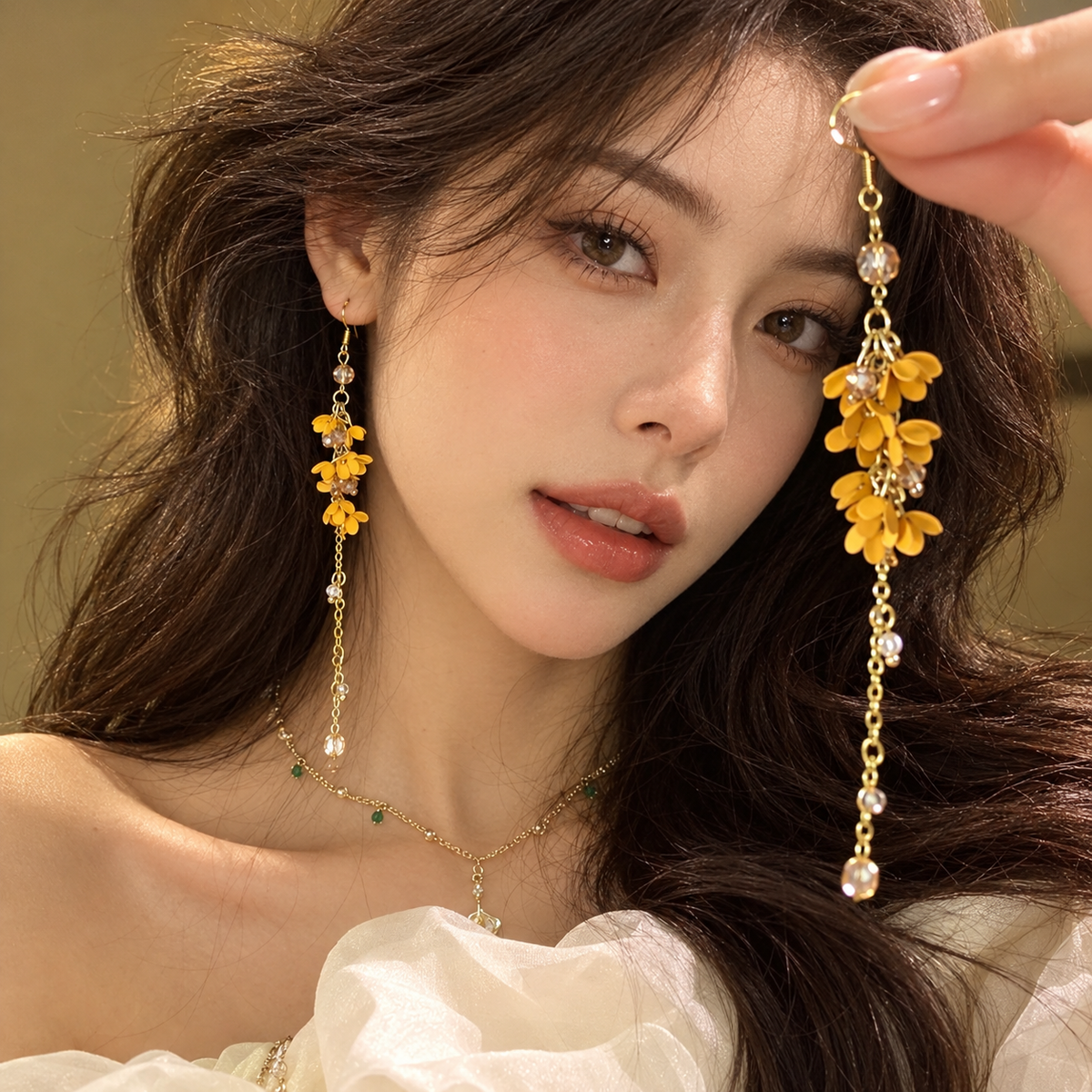 Golden Bloom Cascade Earrings