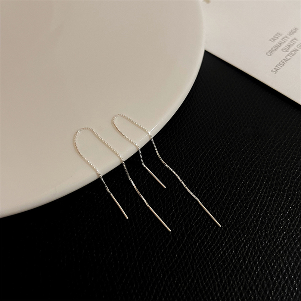 Minimal Silver Threader Drop Earrings
