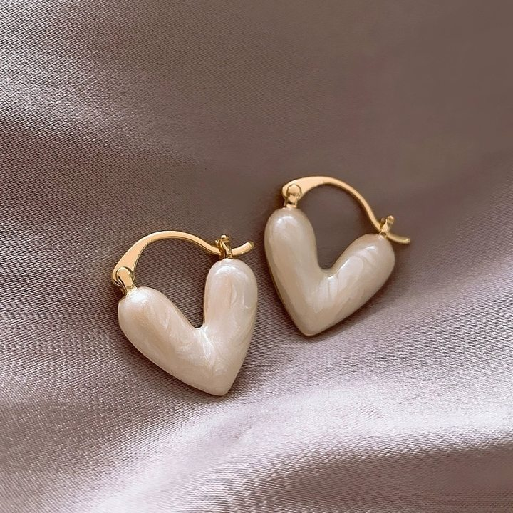 Pearl Heart Hoop Earrings