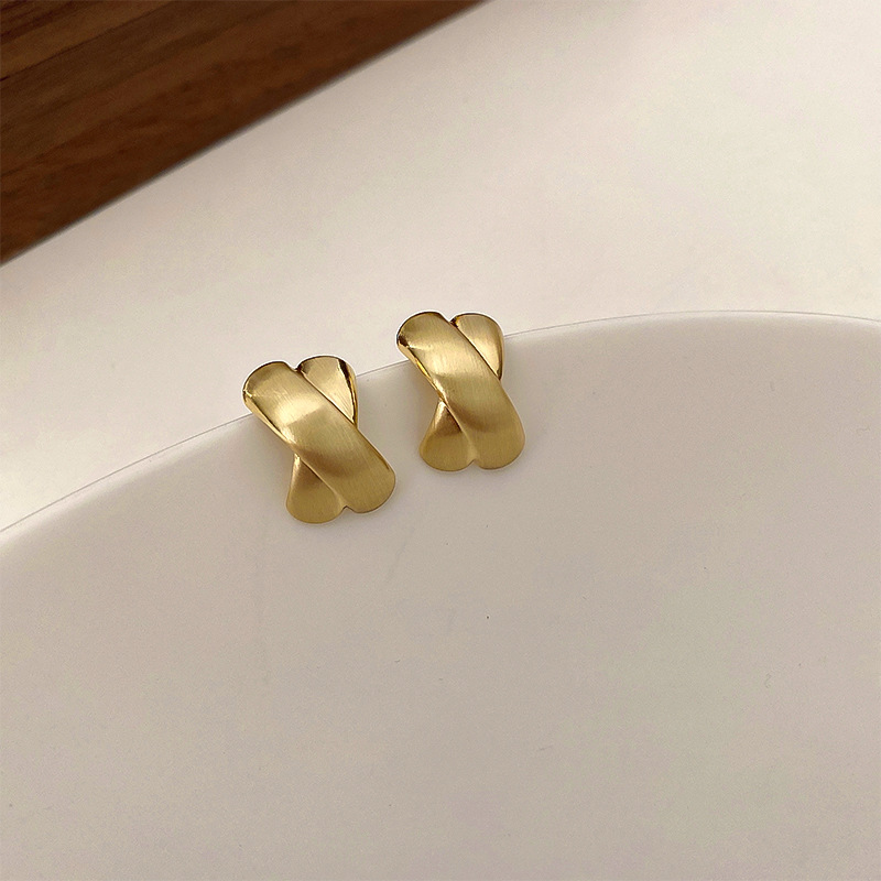 Brushed Gold X Stud Earrings