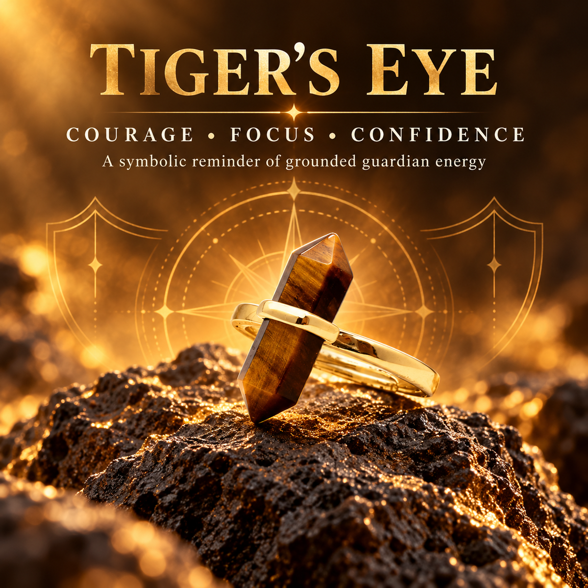 Tiger's Eye Courage Guardian Point Ring – Focus, Confidence & Protection
