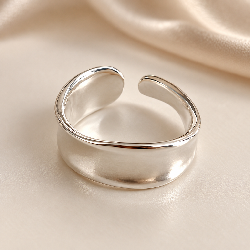 Silver-Tone Sculpted Wide Cuff Ring
