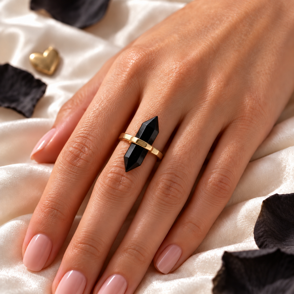 Black Obsidian Guardian Point Ring – Protection, Grounding & Strength