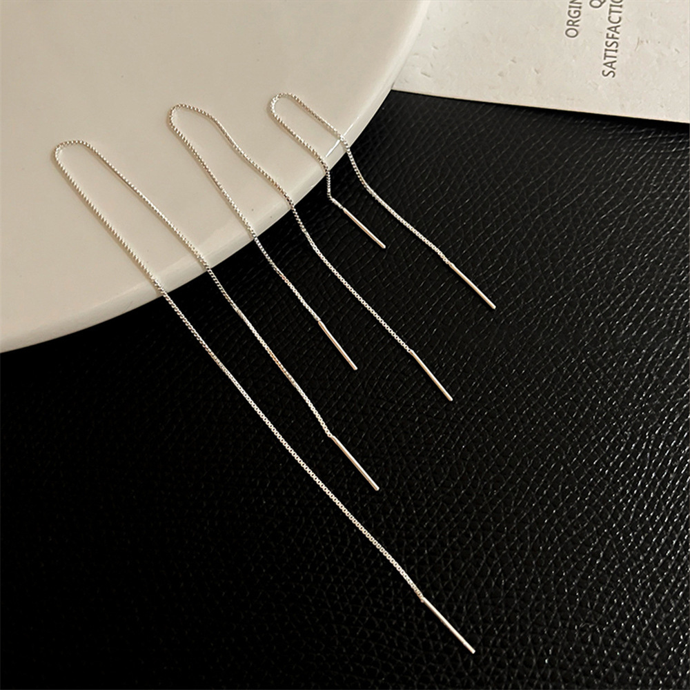Minimal Silver Threader Drop Earrings