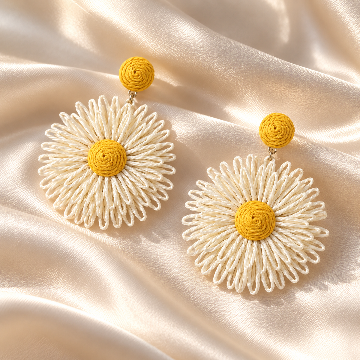 Woven Daisy Statement Earrings