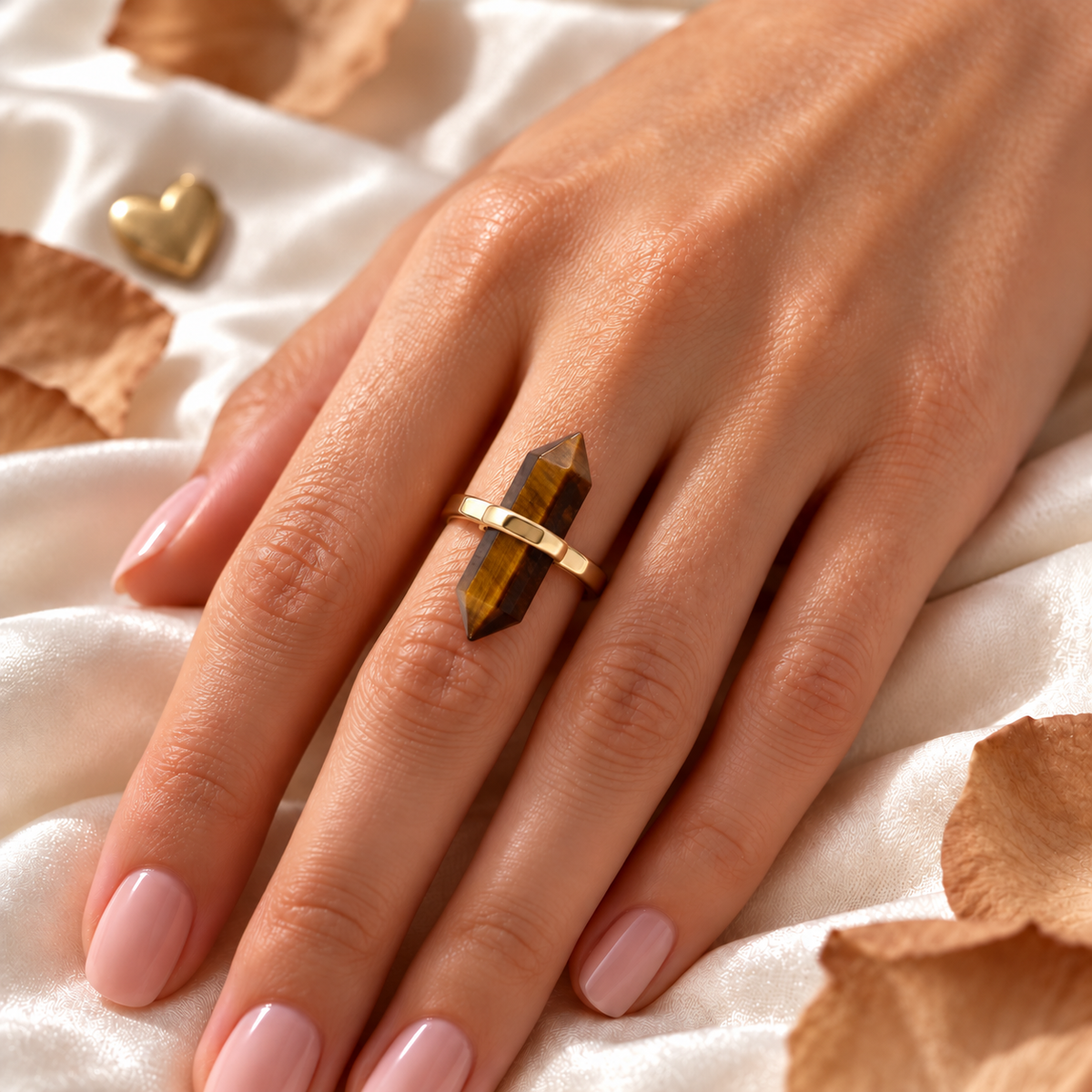 Tiger's Eye Courage Guardian Point Ring – Focus, Confidence & Protection