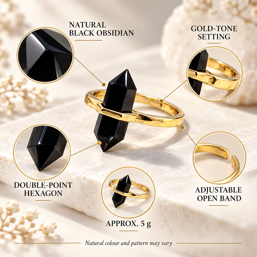 Black Obsidian Guardian Point Ring – Protection, Grounding & Strength