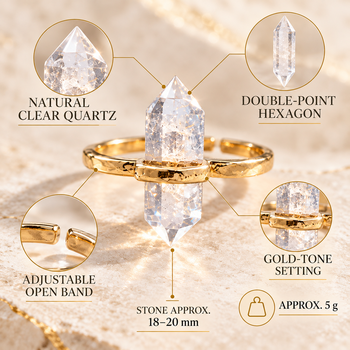 Clear Quartz Clarity Point Ring – Focus, Intention & Pure Energy