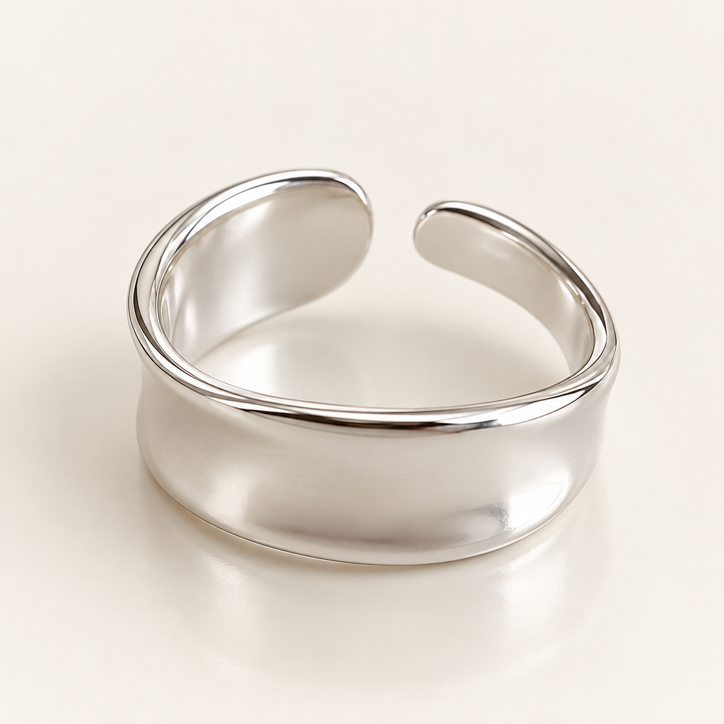 Silver-Tone Sculpted Wide Cuff Ring
