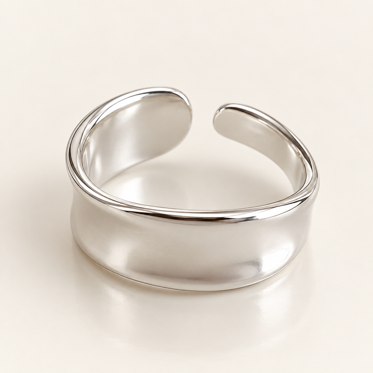 Silver-Tone Sculpted Wide Cuff Ring