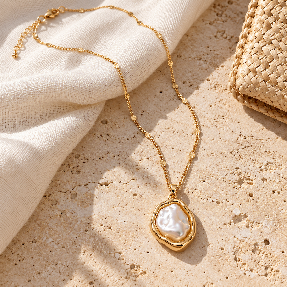Organic Baroque Pearl Pendant Necklace