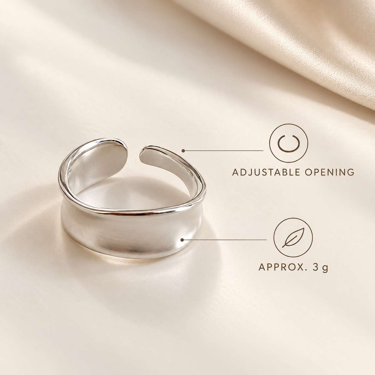 Silver-Tone Sculpted Wide Cuff Ring
