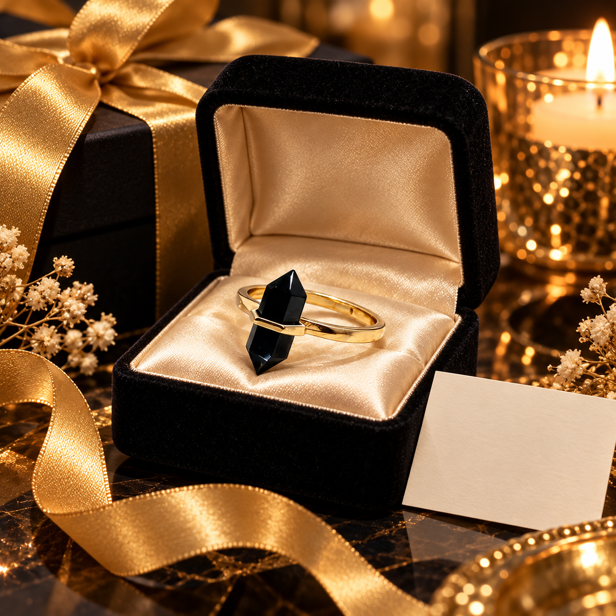 Black Obsidian Guardian Point Ring – Protection, Grounding & Strength