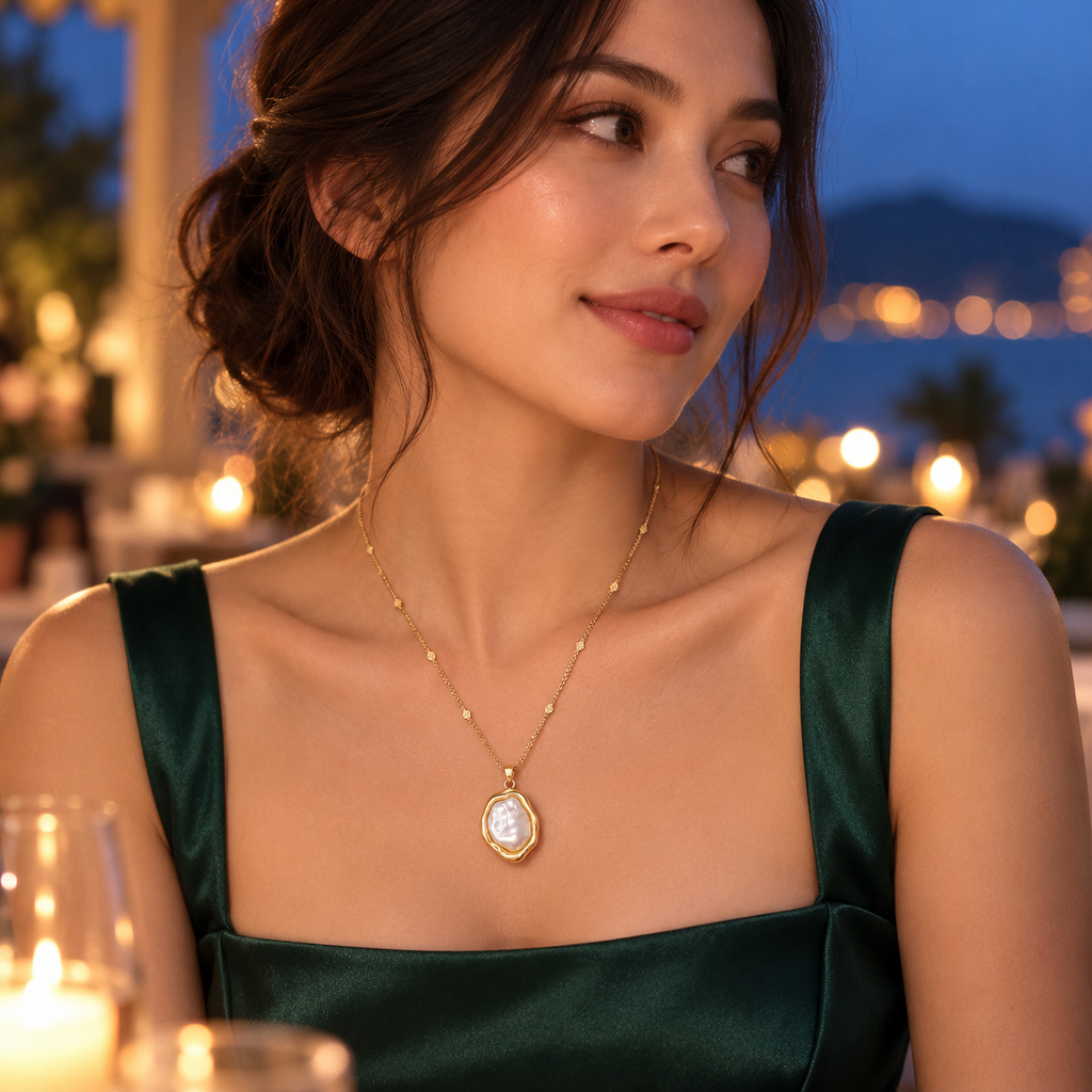 Organic Baroque Pearl Pendant Necklace