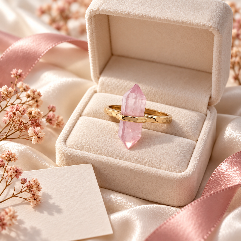 Rose Quartz Love Aura Point Ring – Love, Compassion & Harmony