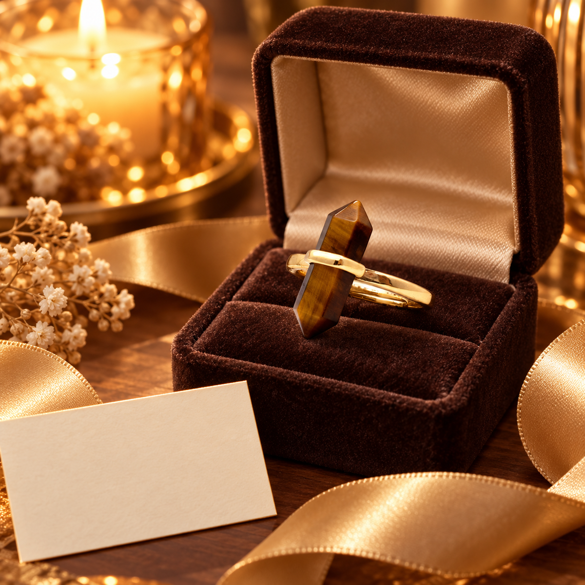 Tiger's Eye Courage Guardian Point Ring – Focus, Confidence & Protection