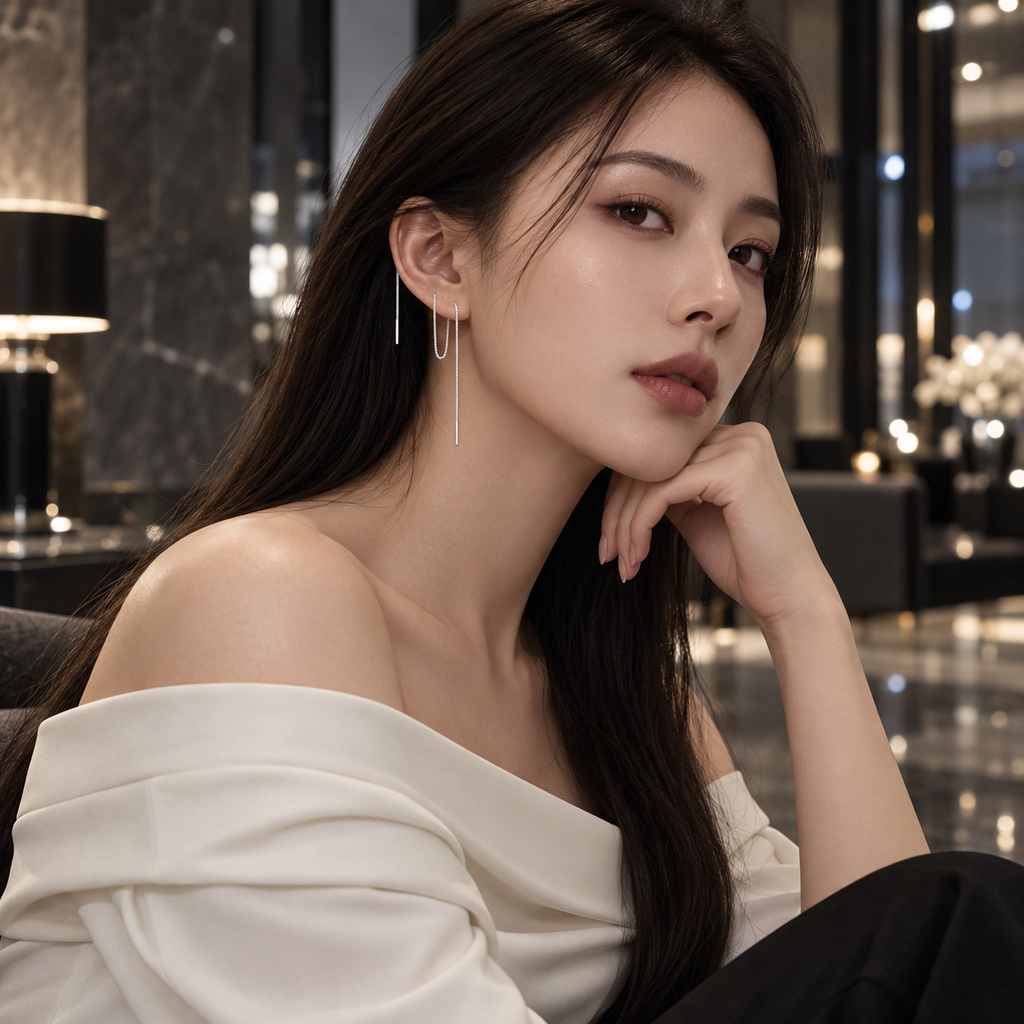 Minimal Silver Threader Drop Earrings